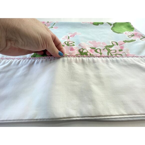 Vintage 70s pillowcase, pink geranium flowers, single casing, Springmaid - Picture 5 of 10